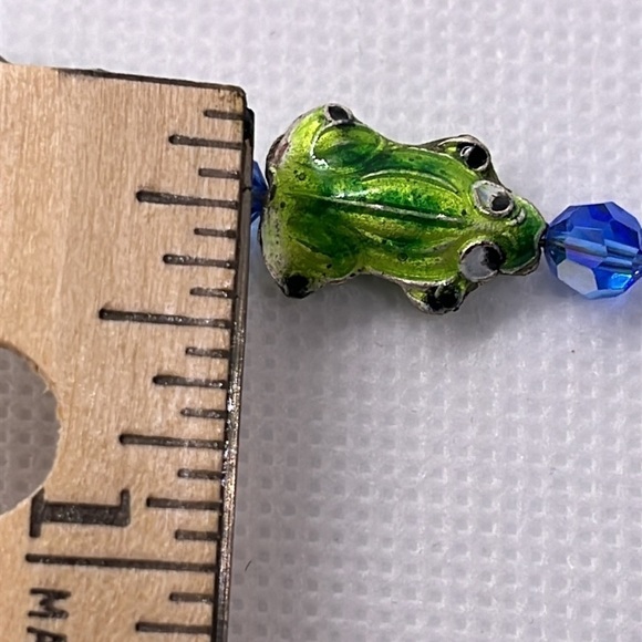 Frog Bracelet Green and Blue 925 Sterling Sliver Toggle Clasp - Picture 8 of 9